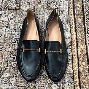Black Loafers with Gold Accent
